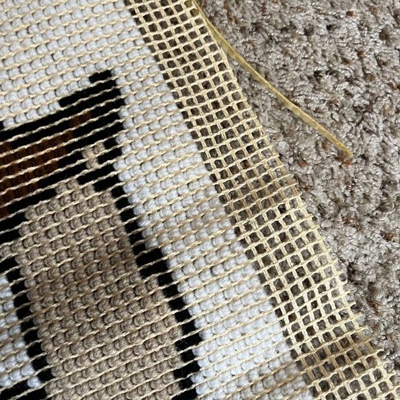 Vintage 70s Sleeping Owl Latch Hook Rug Wall Hanging - Picture 7 of 10